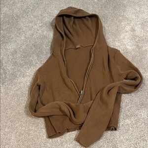 Brown Hooded Zip Up
